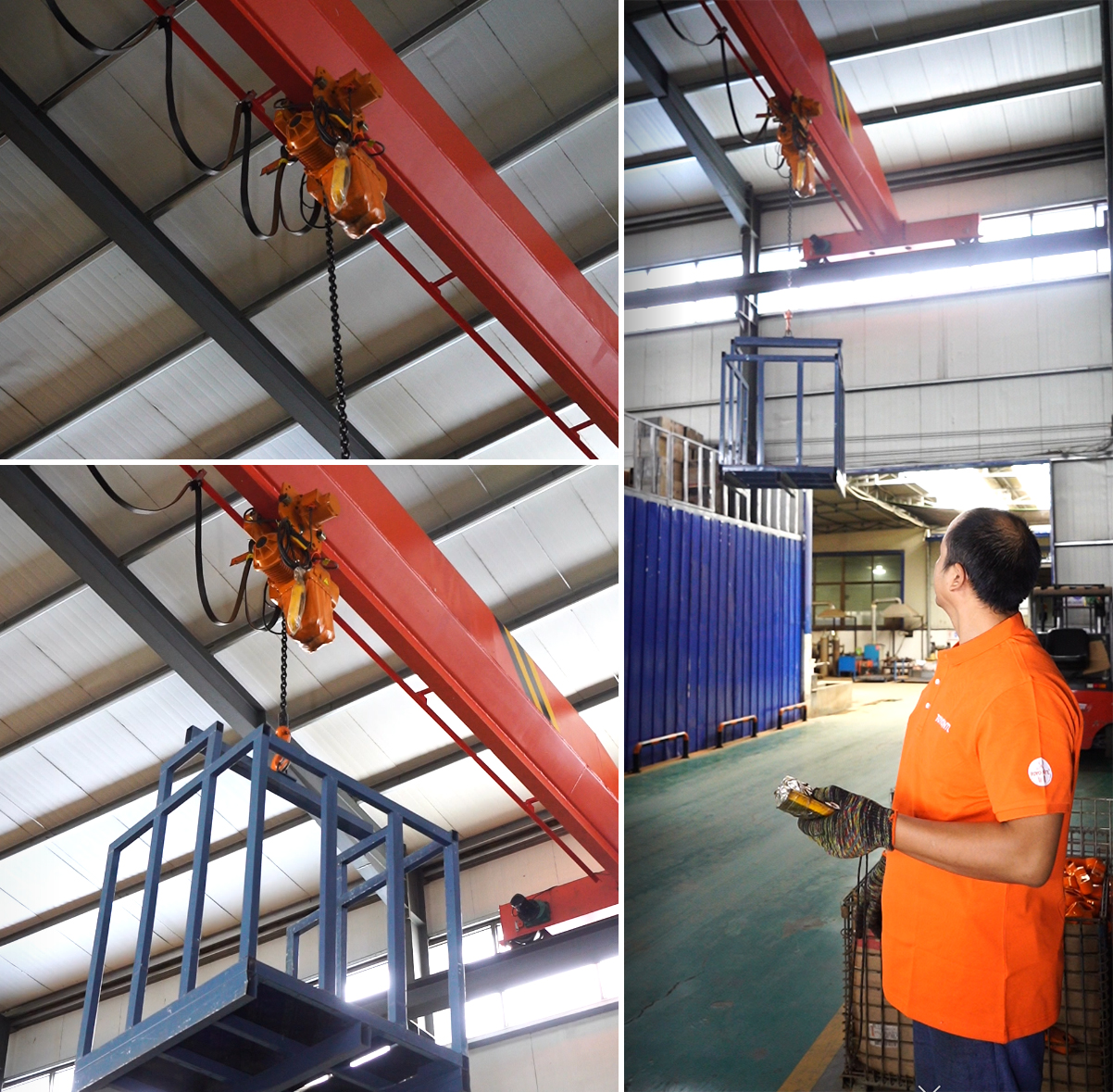 10 tons of HHBD electric chain hoist is used in the warehouse.